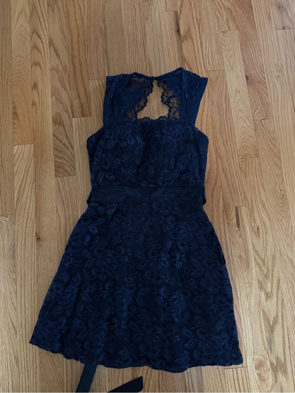 Teeze Me Navy Lace A-Line Mini Dress